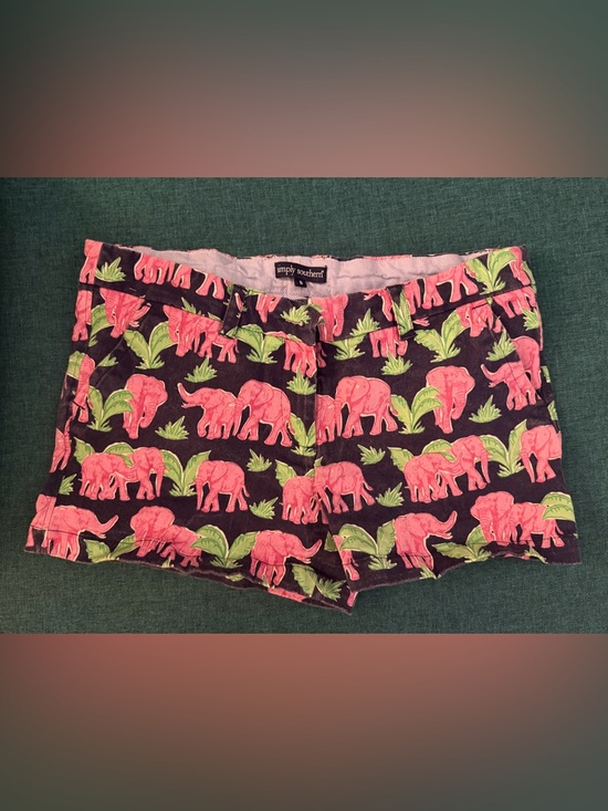 Simply Southern Pants - Simply Southern Black Shorts with Pink Elephant Print